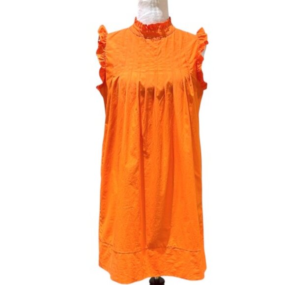 THML Dresses & Skirts - THML Orange flutter sleeve High Neck A-Line Dress size Small
